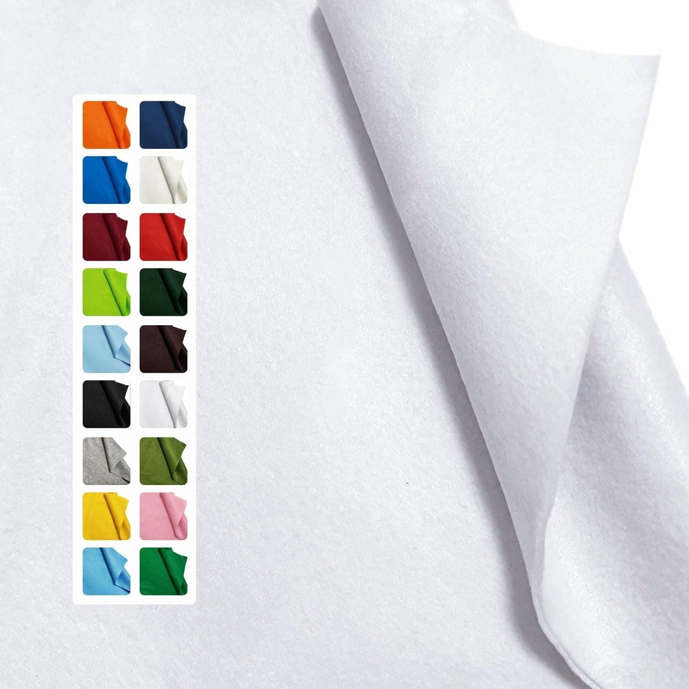 White Felt Fabric 36x36 1.6mm Thick Craft Felt Sheet DIY