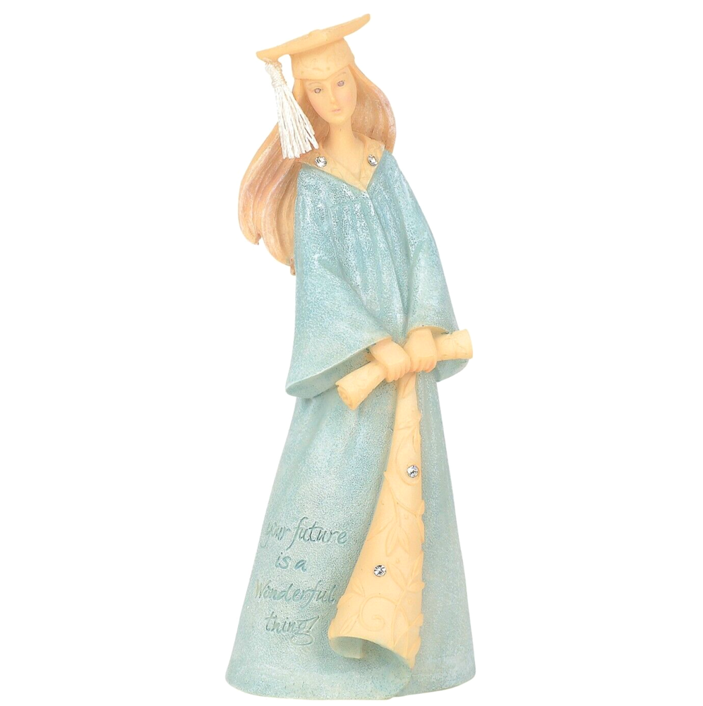 Crystal Graduation Girl Figurine in Gown with Diploma Statue