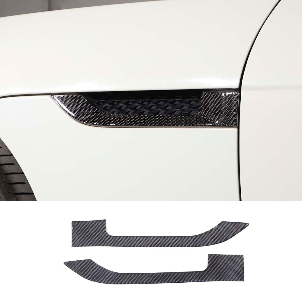 2*Real Carbon Fiber Side Fender air Vent Sicker Trim For Jaguar F-TYPE 2013-2022