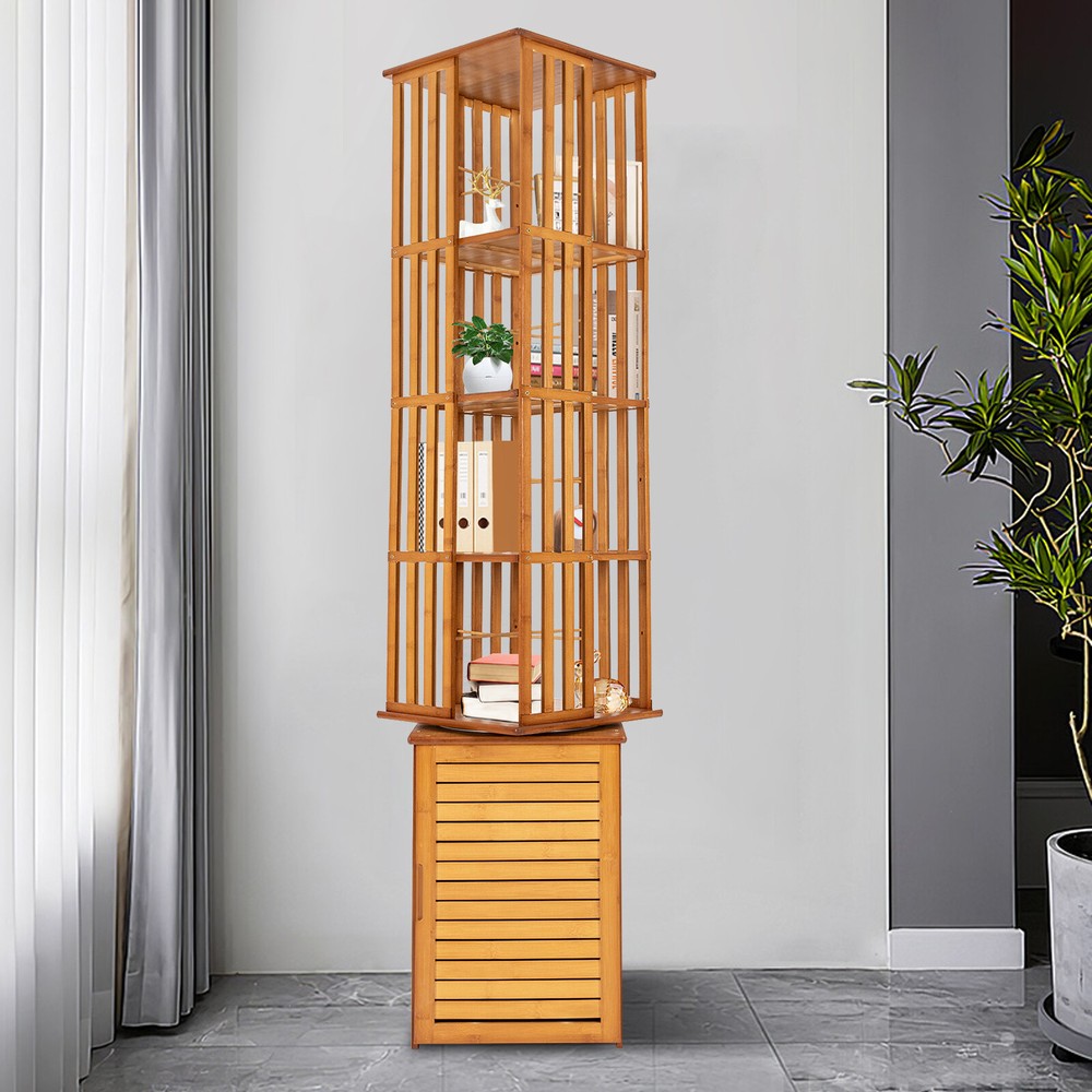 360° Rotating 6-Tier Bookcase Freestanding Display Shelf for Storage