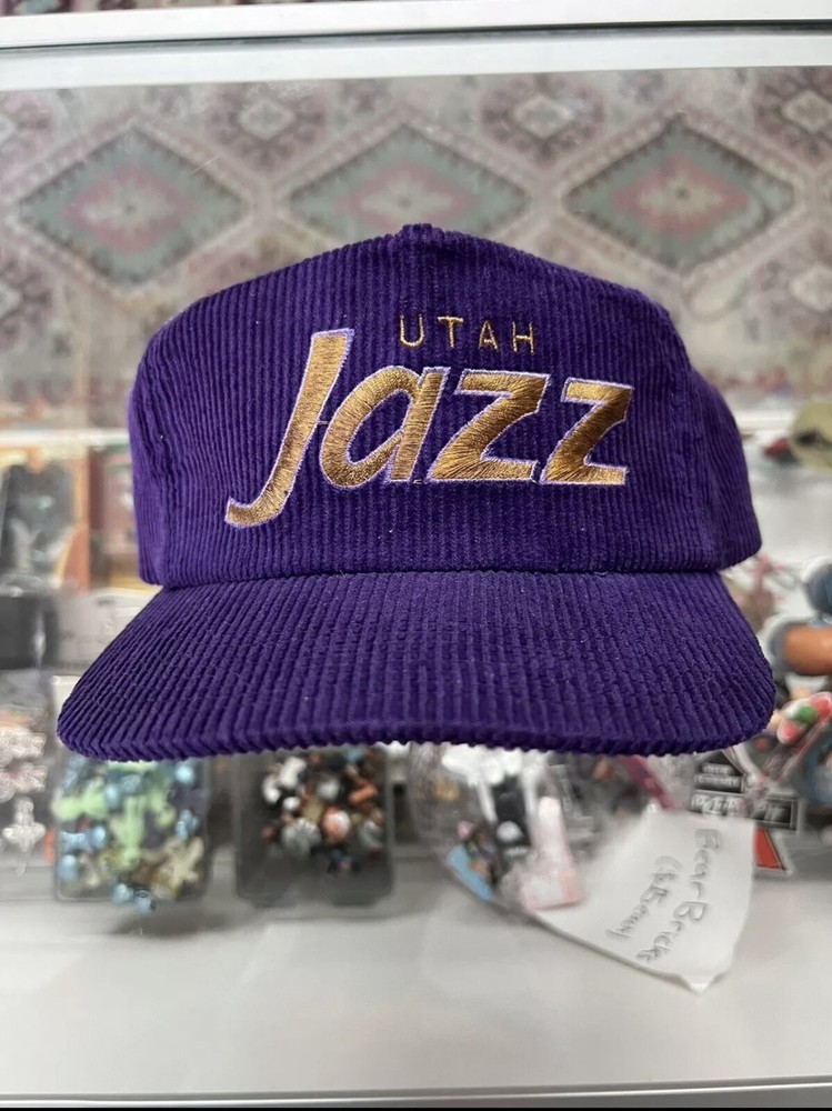 VINTAGE Rare 90s  UTAH JAZZ SCRIPT SNAPBACK HAT CAP SPORTS SPECIALTIES Corduroy