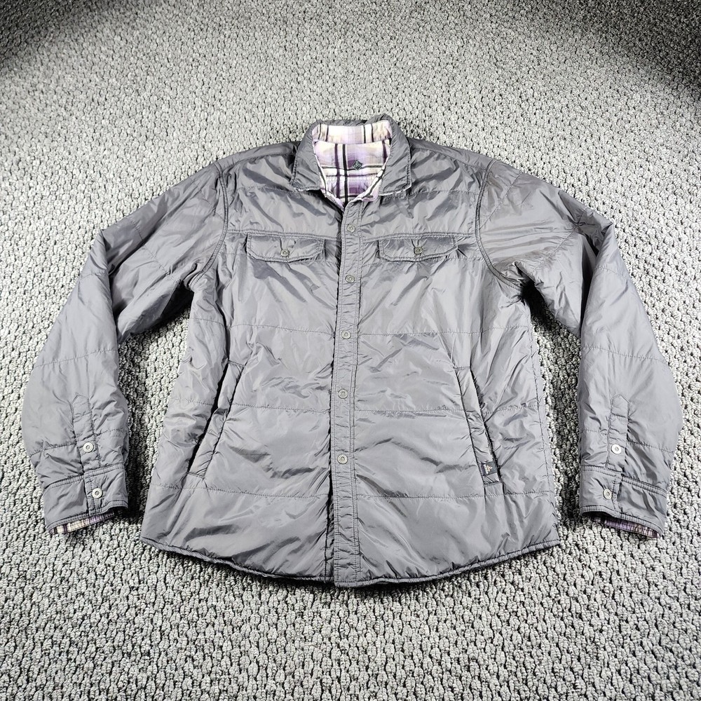Prana Jacket Mens M Medium Reversible Plaid Lightweight Insulated Puffer