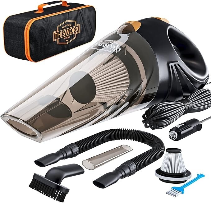 ThisWorx Portable 16ft Cord Handheld Car Vacuum Cleaner for Quick Auto Cleanup