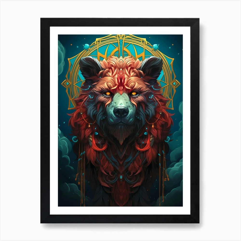 Bear Head Art Print Framed Wall Art Poster Canvas Print Picture