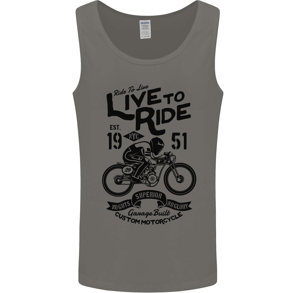 Live to Ride Motorbike Motorcycle Biker Mens Vest Tank Top
