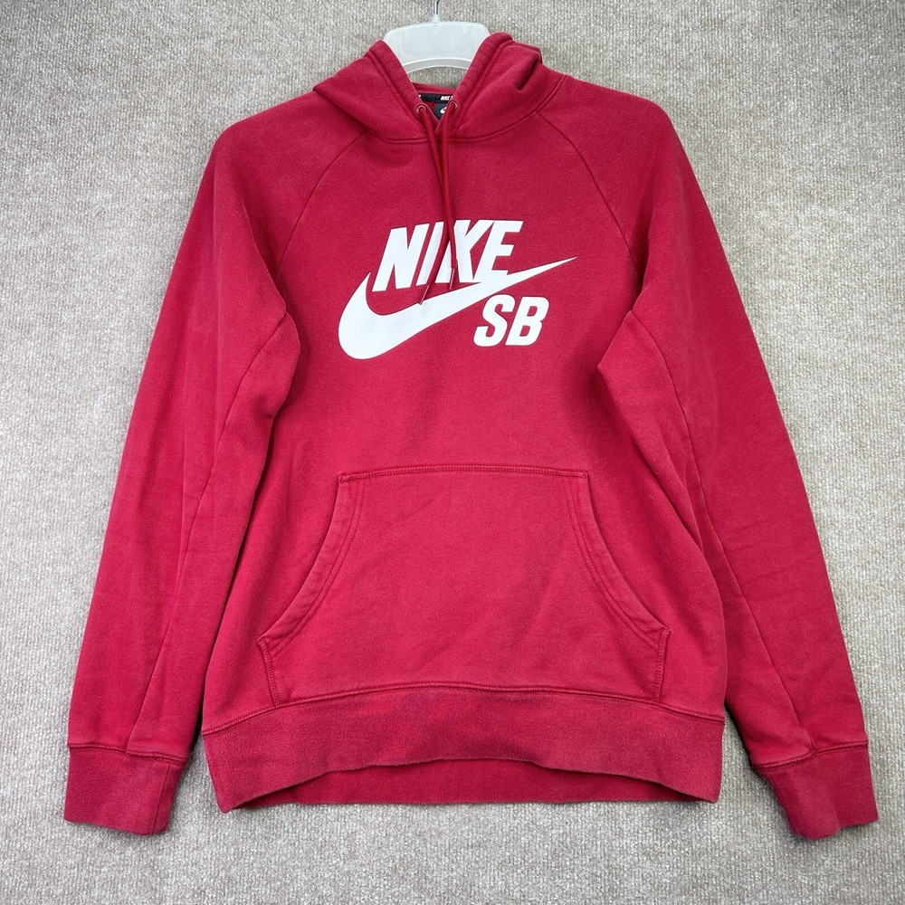 Nike SB Icon Hoodie Mens Size Medium REd Fleece Pockets Skateboarding AQ9565