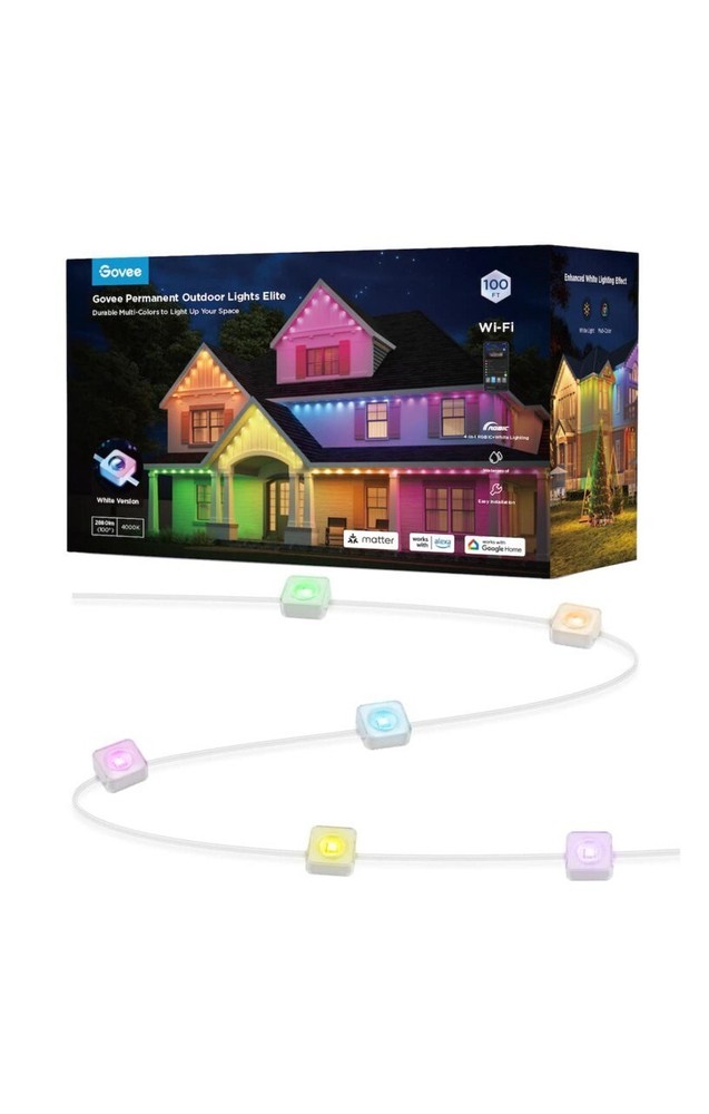 Govee 100ft Wi-Fi RGBIC Outdoor Lights-Xmas, New Yr, Party, Holiday, Patio Decor