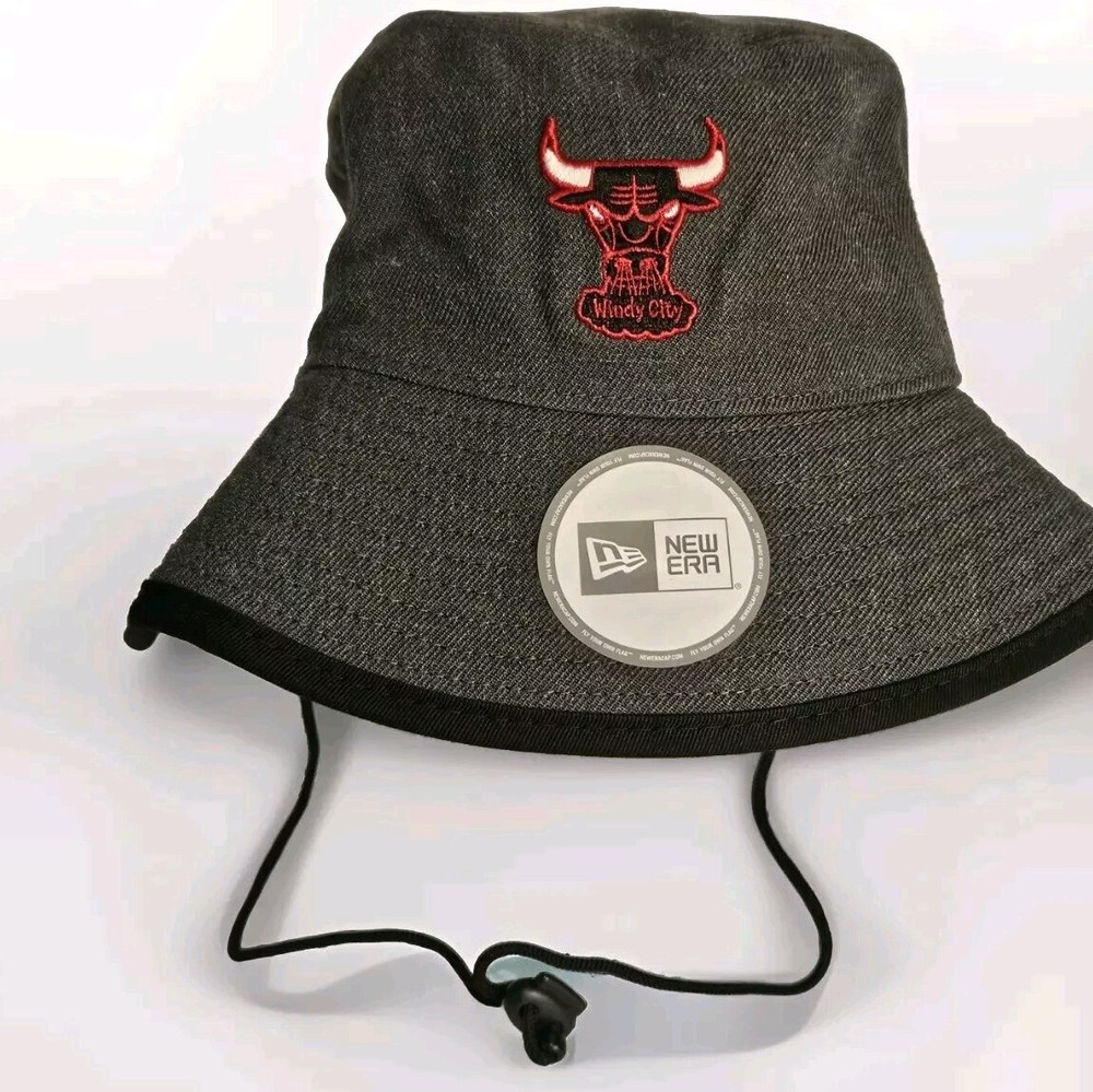 Chicago Bulls Gray New Era Bucket Fishing Hat Size L NWT