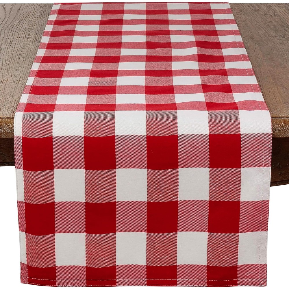 SARO LIFESTYLE Nautica Collection Cotton And Poly Blend Buffalo Plaid Runner,...