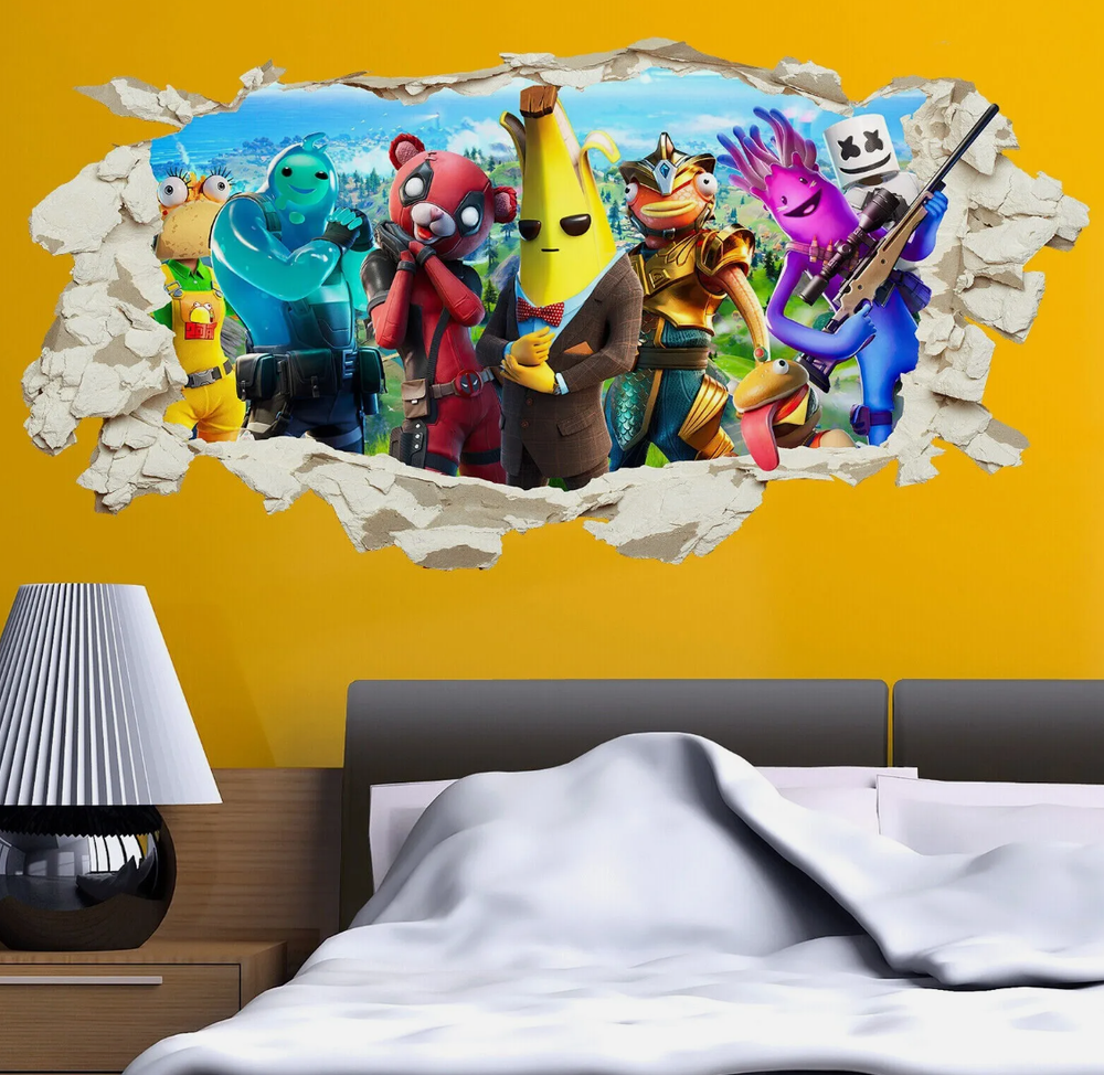 Fortnite Hole In Wall Sticker Decal Decor Kids Bedroom Decoration 90 cm x 60 cm