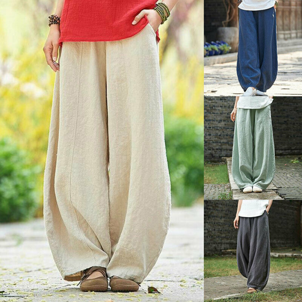 Summer Women Cotton Linen Baggy Casual Comfortable Yoga Harem Pants Trousers M/L