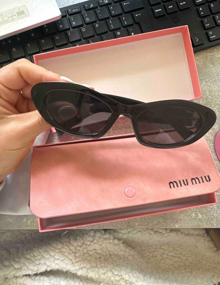 Miu Miu Sunglasses Black Gold Dark Women Authentic
