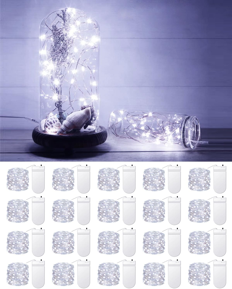 20 Pack Fairy Lights Battery Operated 3.3Ft 20 LED Mini String Twinkle Copper Wi