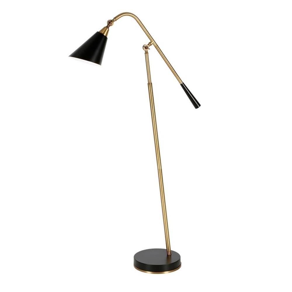 Sleek Two-Tone Tilting Floor Lamp in Brass Matte Black Finish