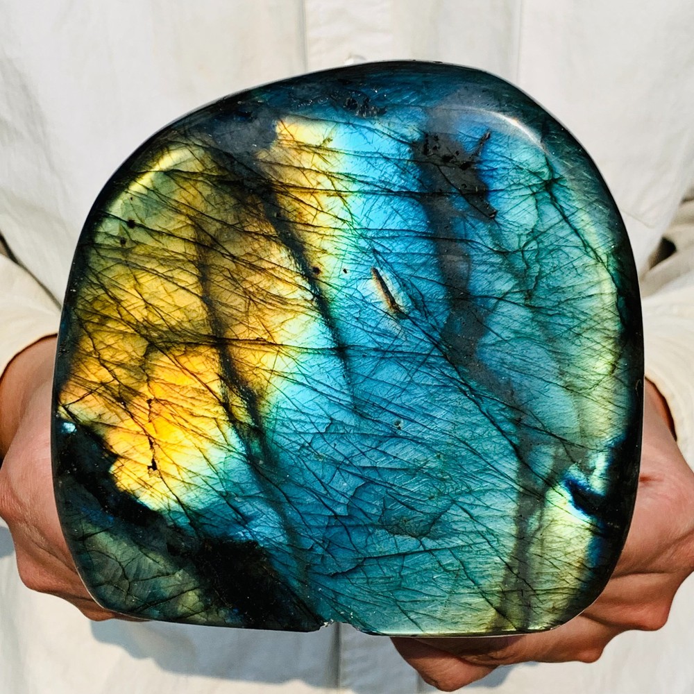 4.47LB Natural Labradorite Quartz Crystal Mineral Spectrolite Healing