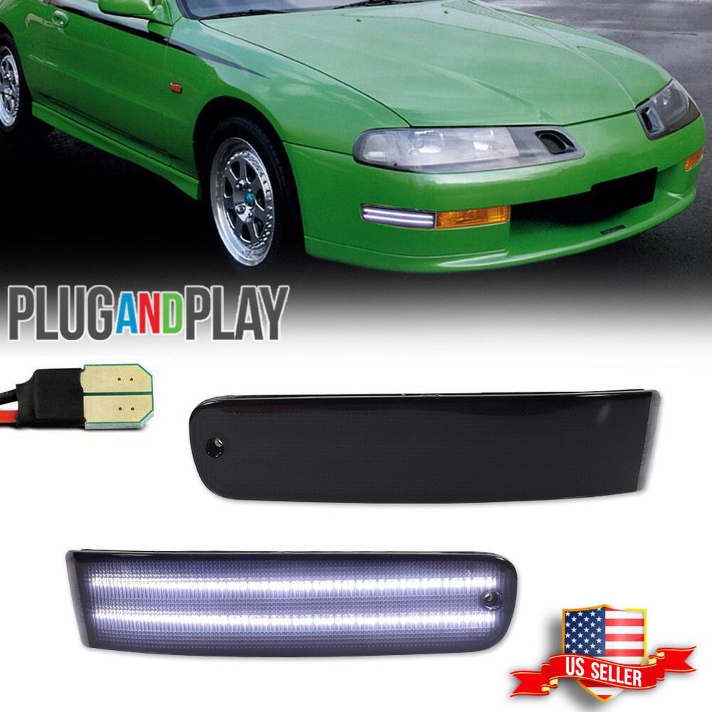 Smoke White LED Front Bumper Turn Signal Light for 1992-1996 Honda Prelude