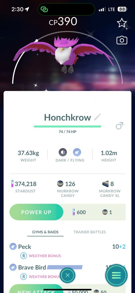 Pokémon GO - Shiny Honchkrow | Registered or 30 Days Friendship Bonus !!