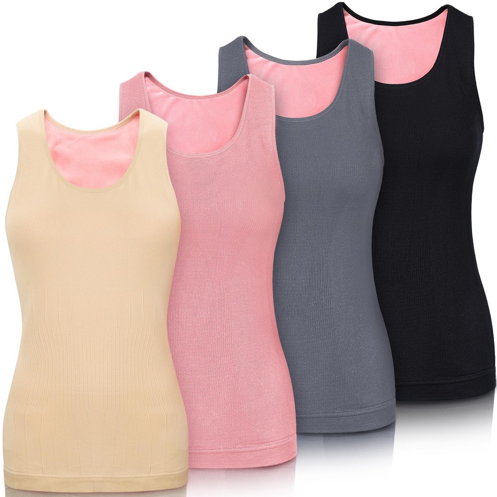 Womens Fleece Lined Underwear Tops Warm Cami Tank Top Cotton Thermal Underwea...