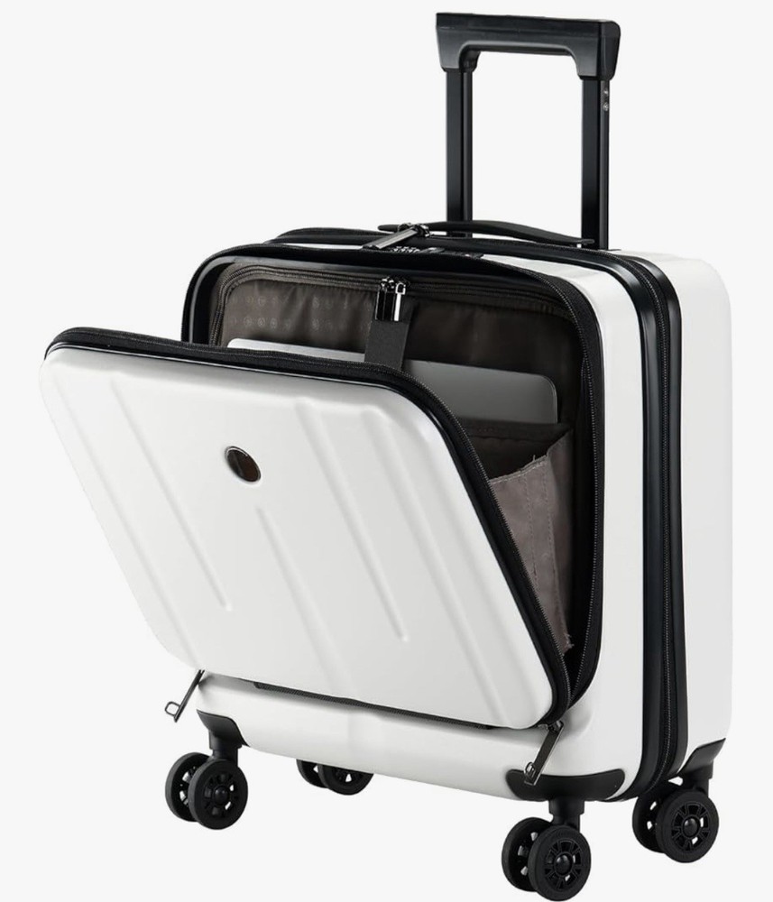 Kaleenie 16” Hard Shell Carry-On Luggage Laptop Compartment Spinner Suitcase