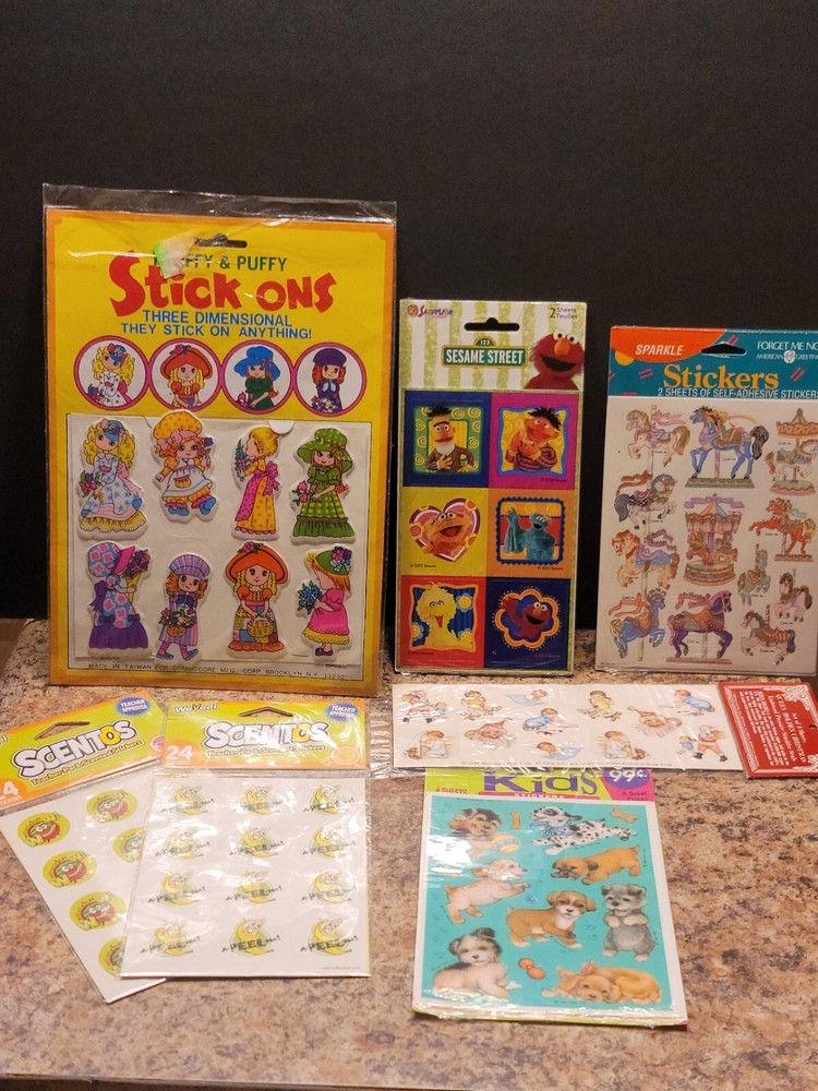 Vintage Lot Of 7, Puffy,hallmark,AGC and Scentos Stickers New