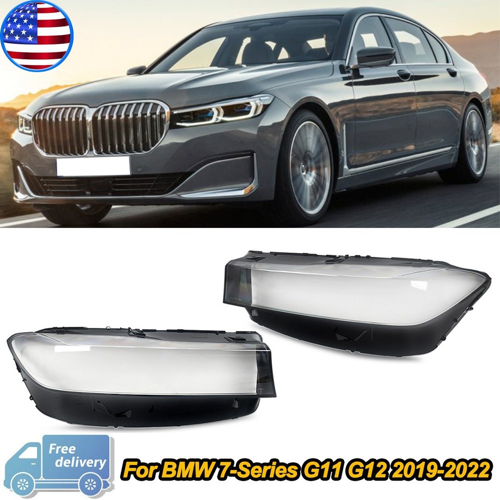 For BMW 7-Series G11 G12 2019-2022 Pair Front Headlamp Headlight Lens Covers L&R