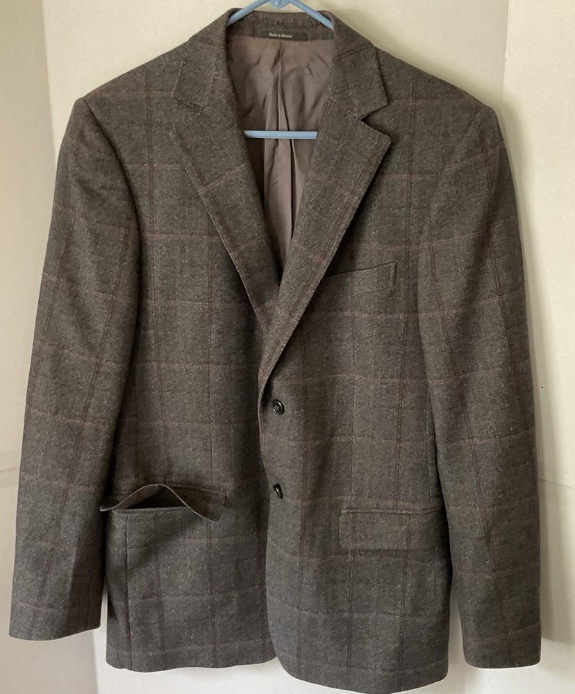 Zegna 48 reg blazer Wool Angora Silk Blend City Plaid 2 Button
