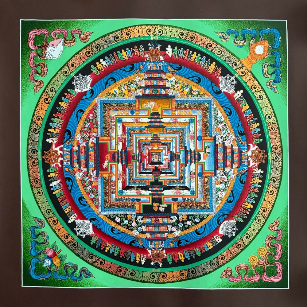 Handmade Kalachakra Mandala Thangka Painting Art on Cotton Canvas from Nepal