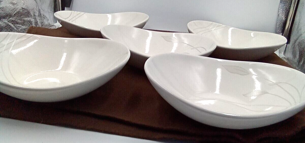 Pfaltzgraff Linea White Stoneware Pasta Bowls Set of 5 Discontinued Dish 4367963