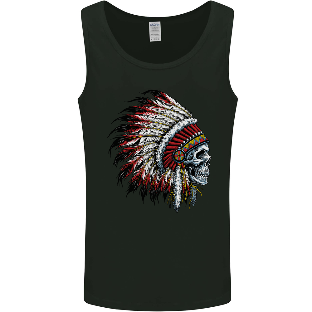 Indian Skull Headdress Biker Motorbike Mens Vest Tank Top