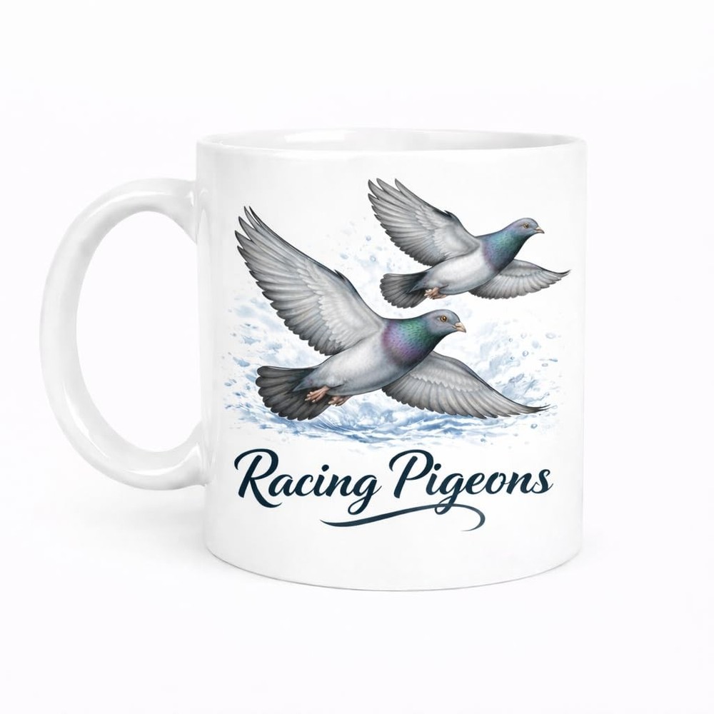 Brew Crew Gifts Racing Pigeons Mug Ceramic 11 Oz White Dishwasher Safe