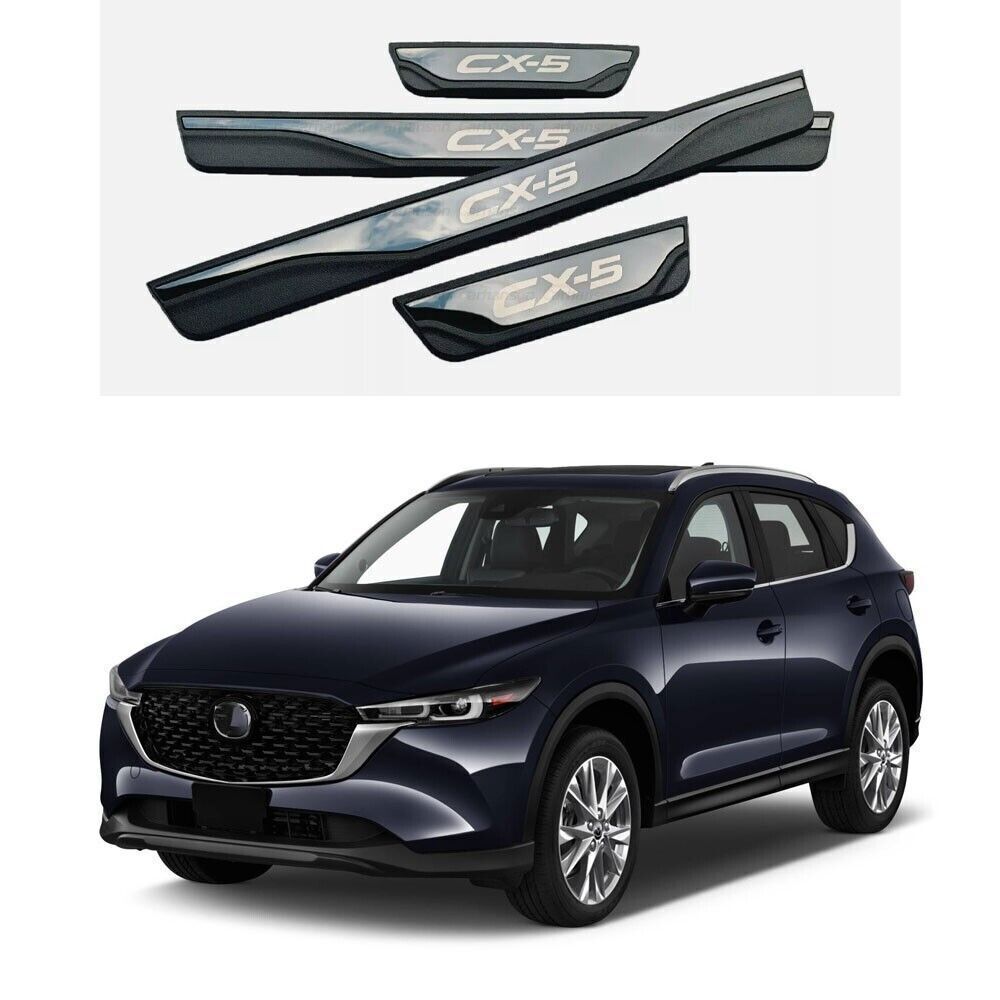 4P For Mazda CX-5 CX5 17-24 Door Sill Scuff Guard Mouldings Protector Cover Trim