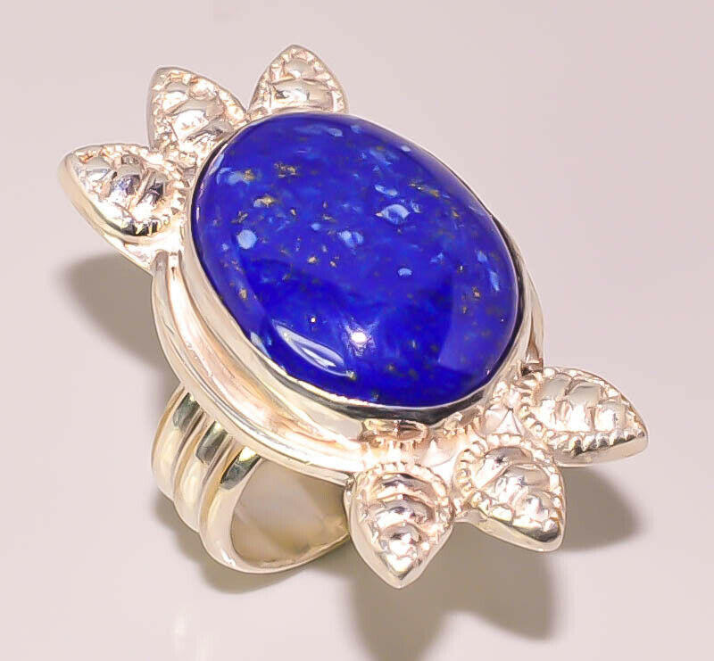 Natural Blue Lapis Lazuli Handmade Jewelry 925 STERLING SILVER PLATED RING 7