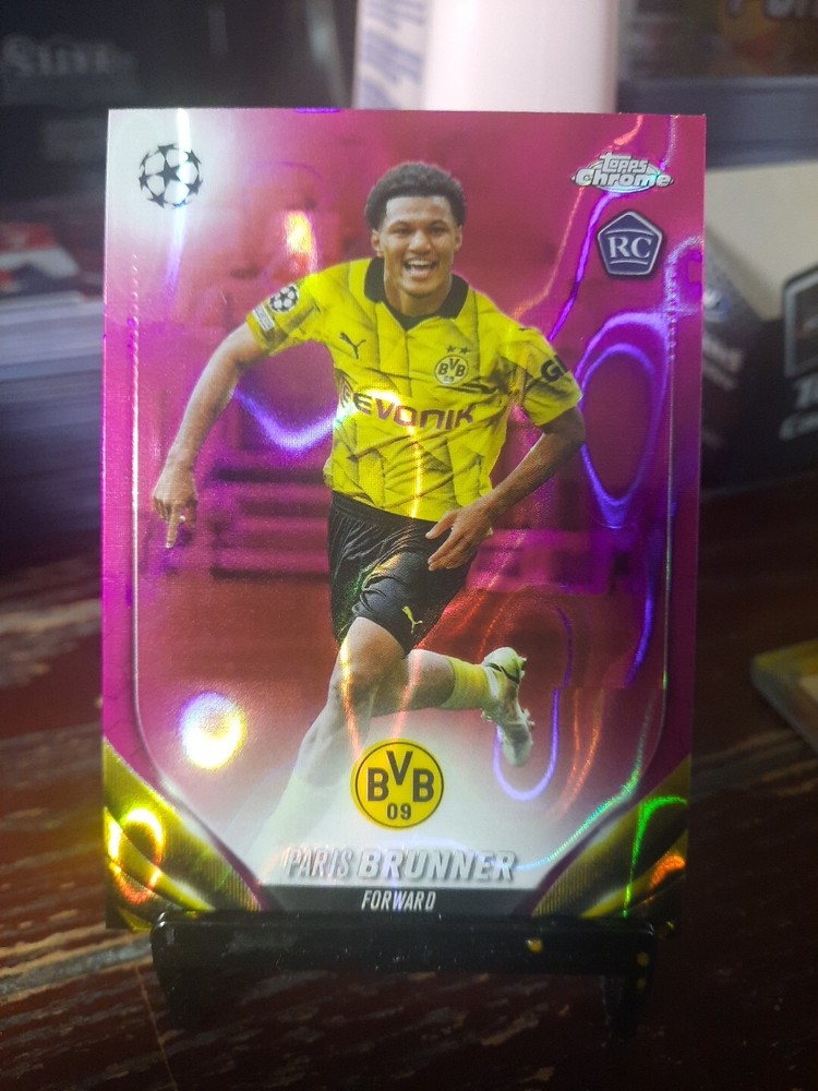 2023-24 Topps Chrome UEFA PARIS BRUNNER Pink Lava Rookie #44 Dortmund PWE