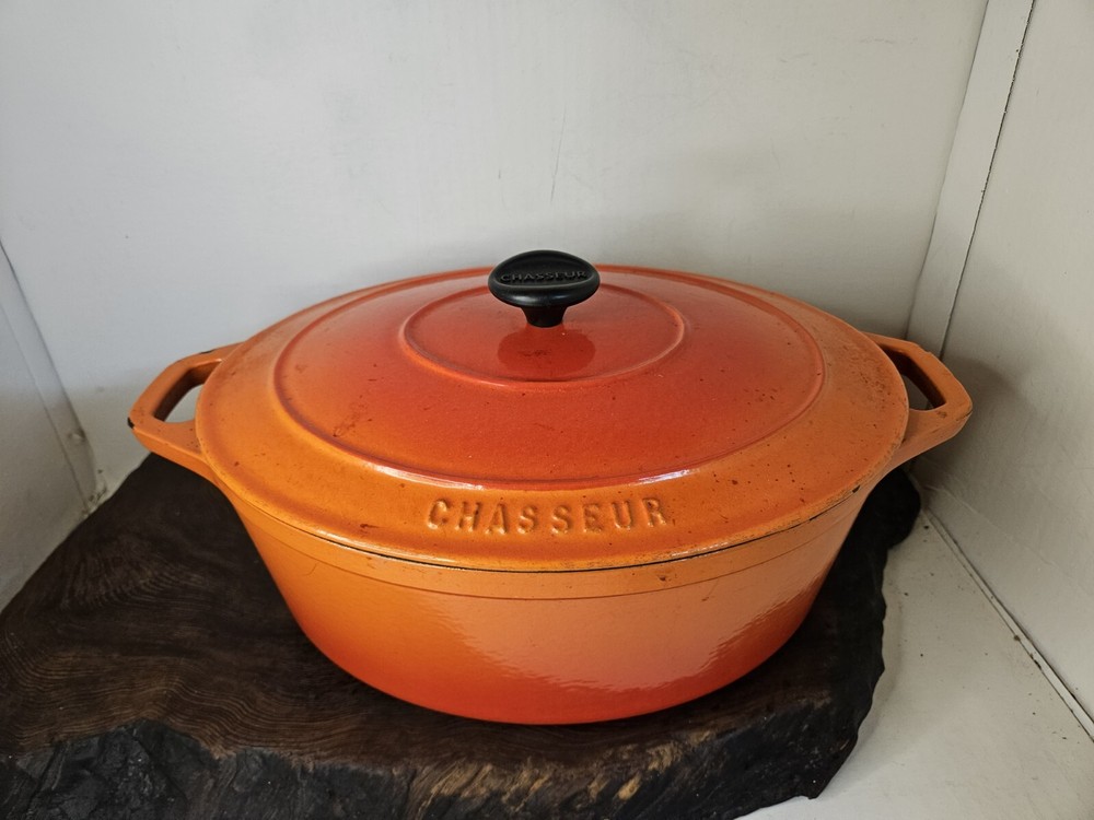 French Enameled Cast Iron Dutch Oven 31 Lava Orange Chasseur