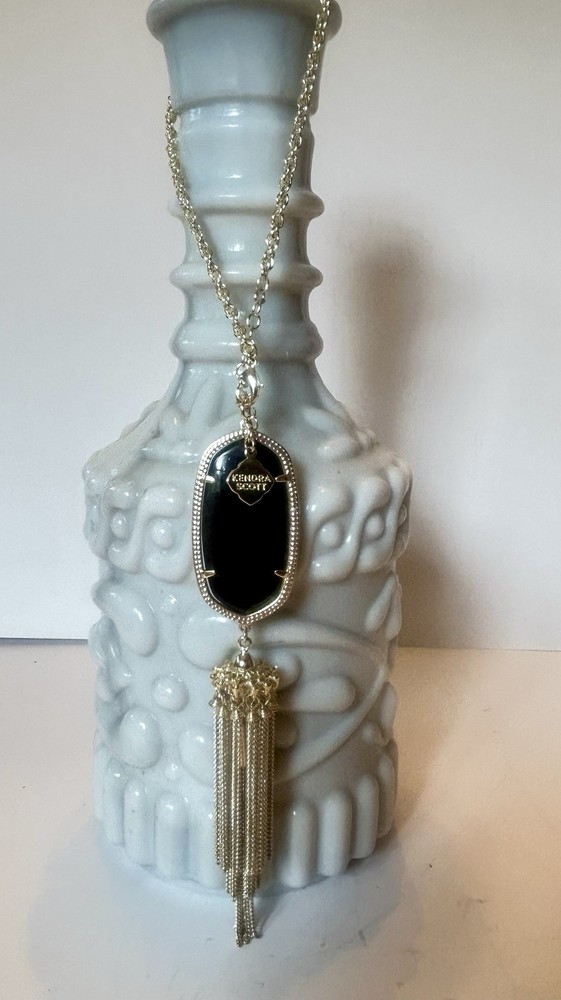 Kendra Scott Gold Plated Rayne Necklace with Black Pendant