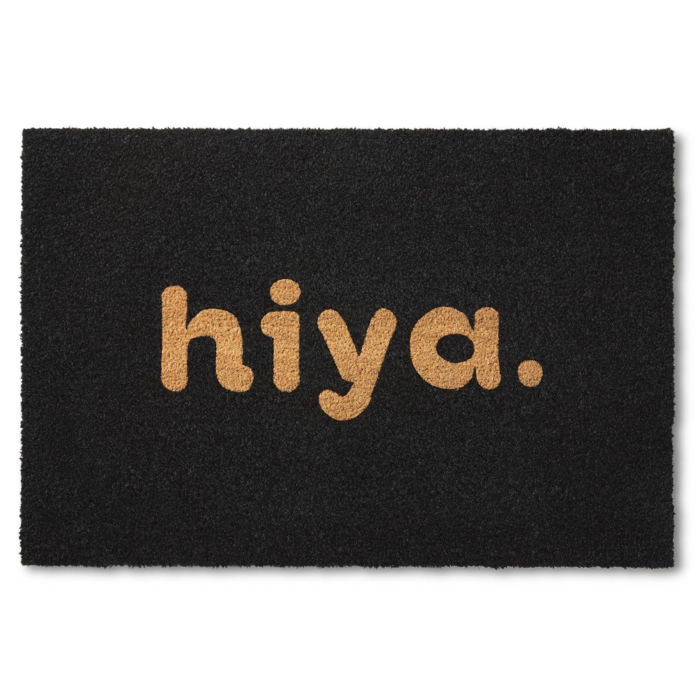 Hiya Painted Welcome Door Mat – Natural Coir Heavyweight Non-Slip Entryway Rug