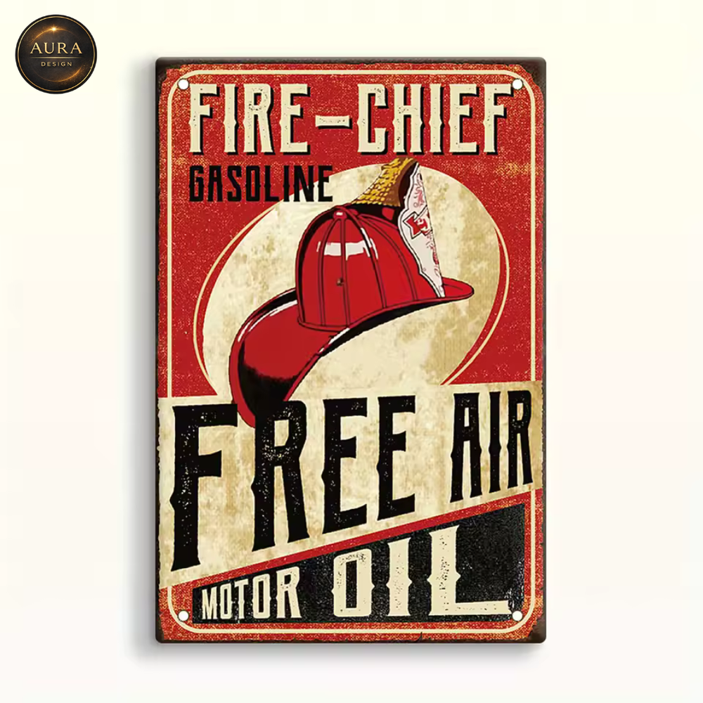 Free Air Motor Oil Metal Decorative Plaque - Vintage Wall Art Poster