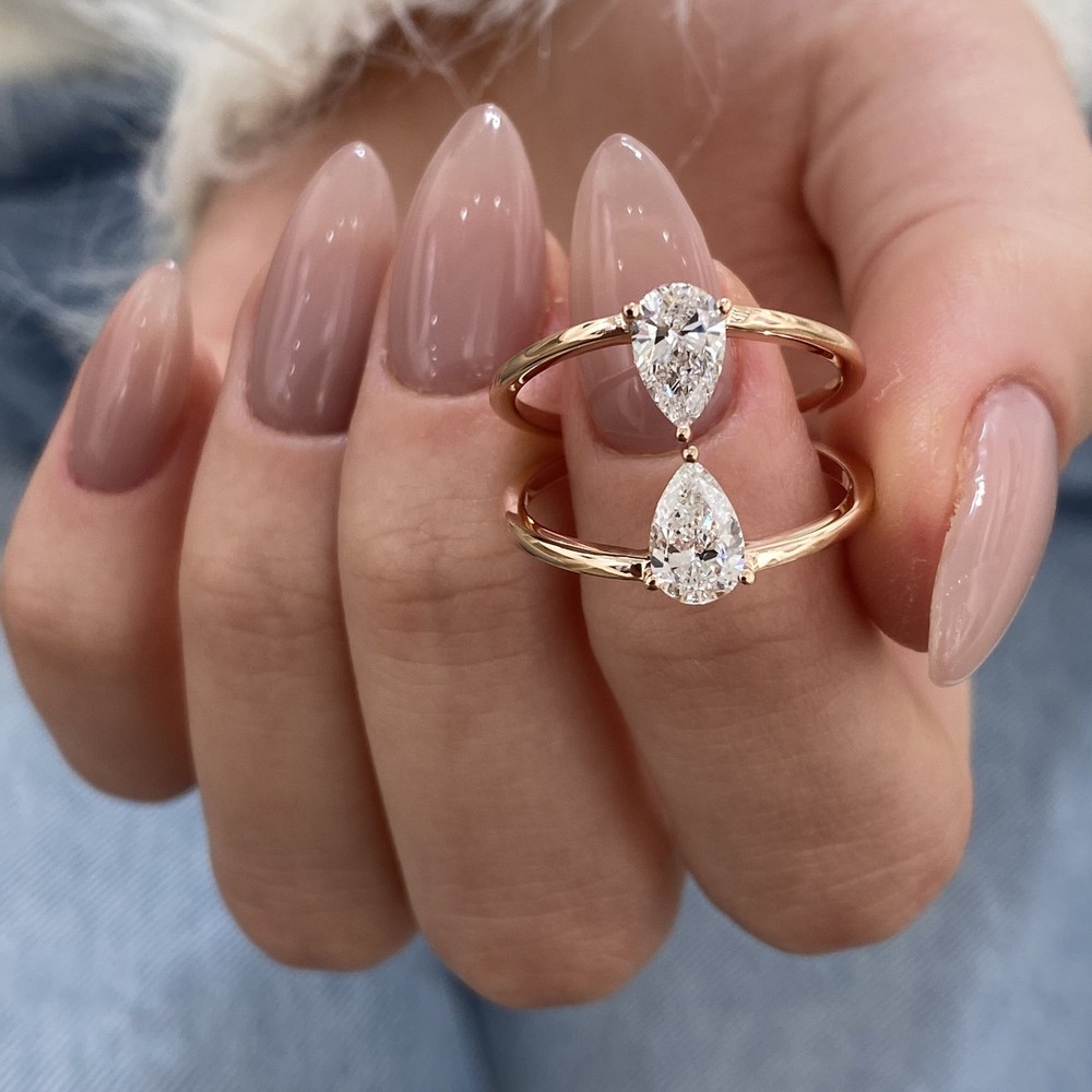 1.1ct TCW Engagement Ring Rose Gold 14K Lab-Grown Diamond F/VS GGL