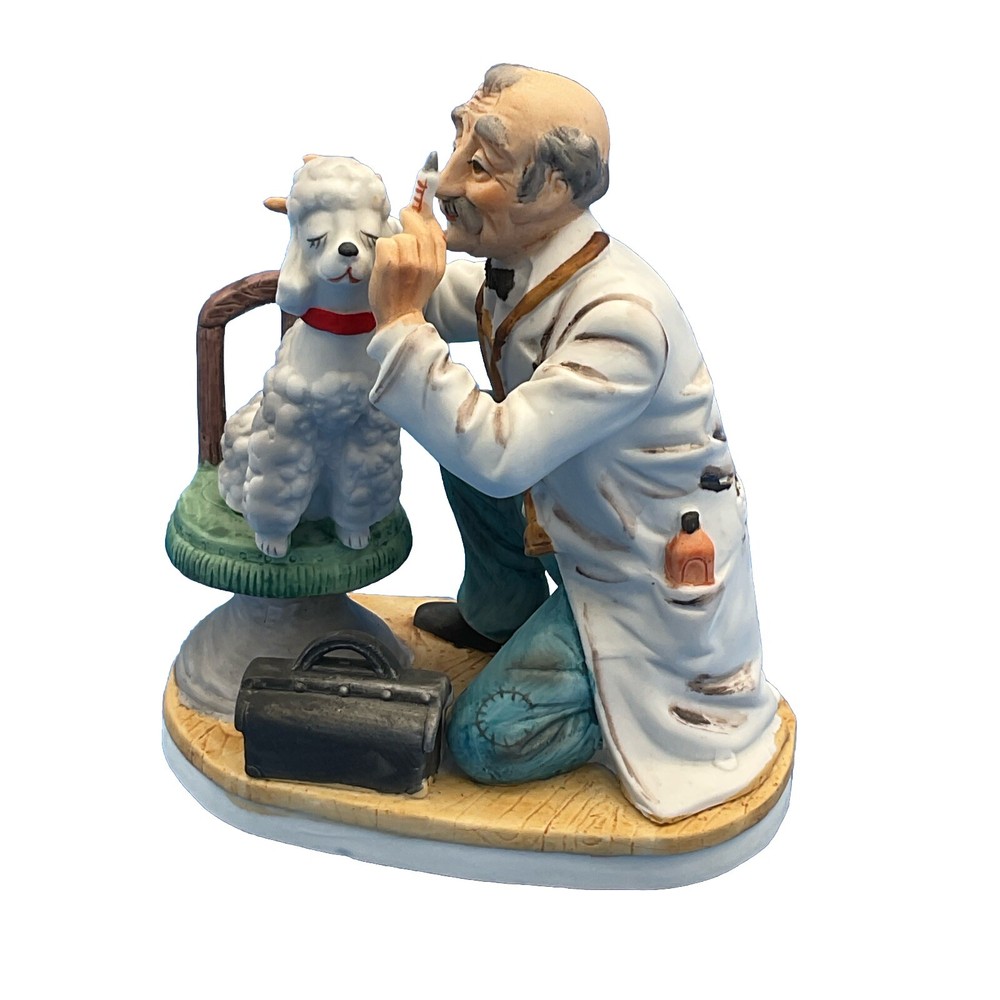 Vintage Lefton “Vet Checkup” Veterinarian & Poodle Figurine 7270 Japan