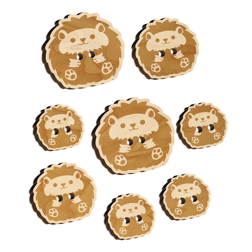 Cute and Round Hedgehog Ball Wood Buttons for Sewing Knitting Crochet DIY Craft