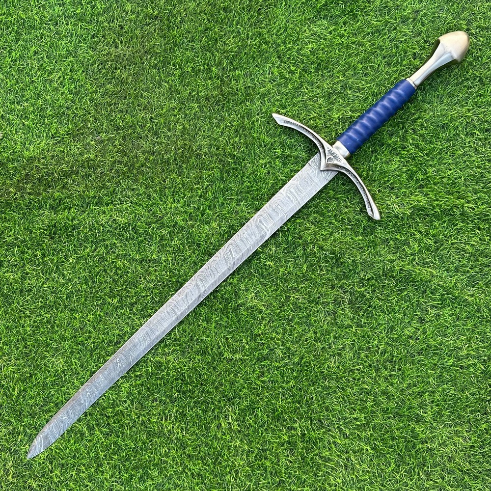 Authentic Damascus Steel Medieval Sword, Handcrafted Sharp Battle Ready SWORD 64