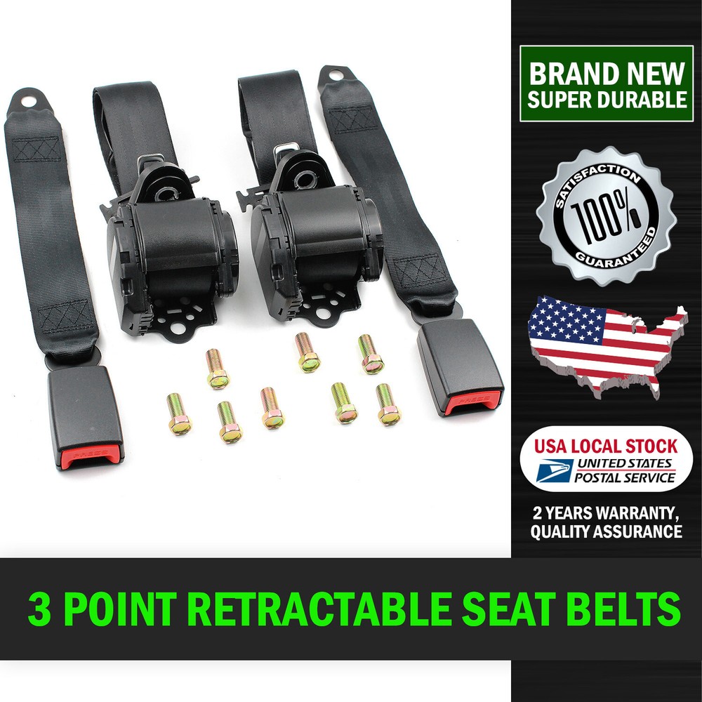 Universal Retractable 3 point Seat Belt Vehicle Adjustable Belt Lap Shoulder USA
