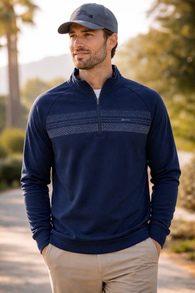 Travis Mathew 1/4 Zip Performance Pullover Shirt Men’s L Navy Blue Golf