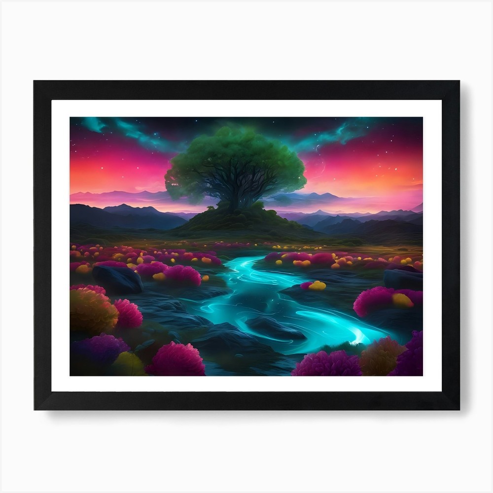 Tree of Life Colorful Framed Art Print Canvas Wall Decor