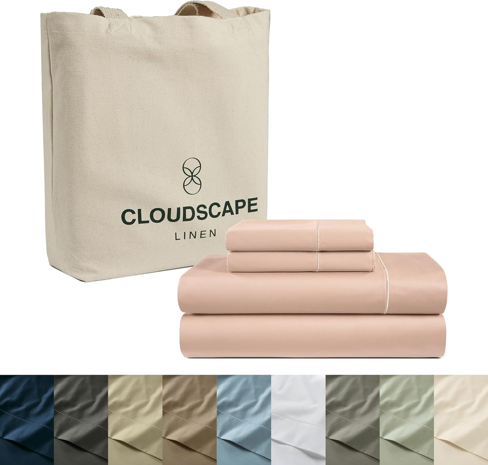 Luxurious 100% Egyptian Cotton Queen Sheet Set - 4 Pcs Sepia Rose