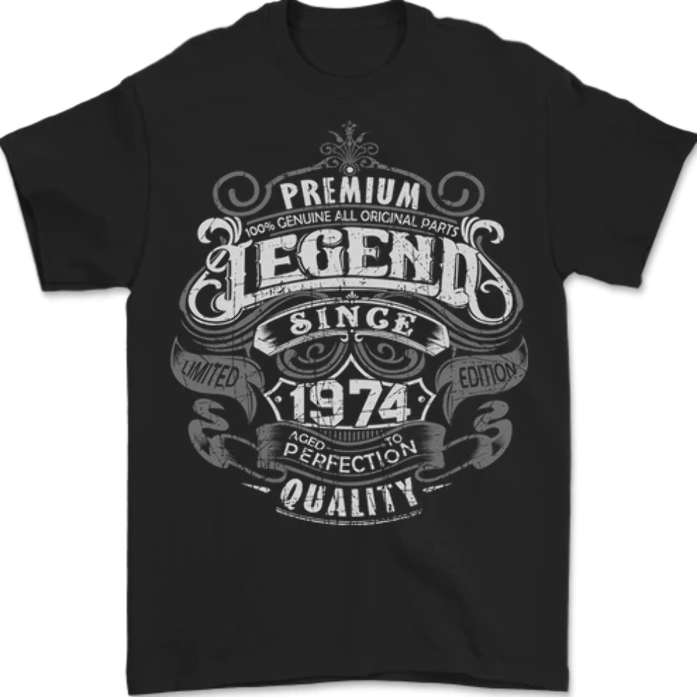 Premium Legend 49th Birthday 1974 Mens T-Shirt 100% Cotton
