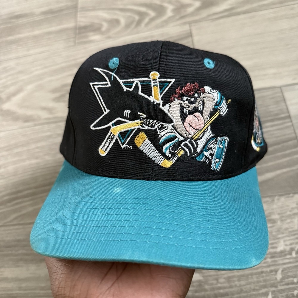 Vintage 90s San Jose Sharks NHL Snapback Cap with Taz Looney Tunes
