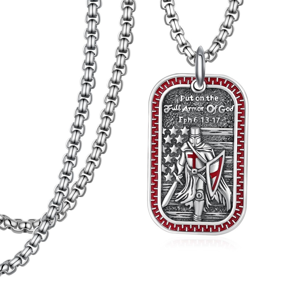 Armor of God Sterling Silver Knights Templar Necklace Christian Jewelry