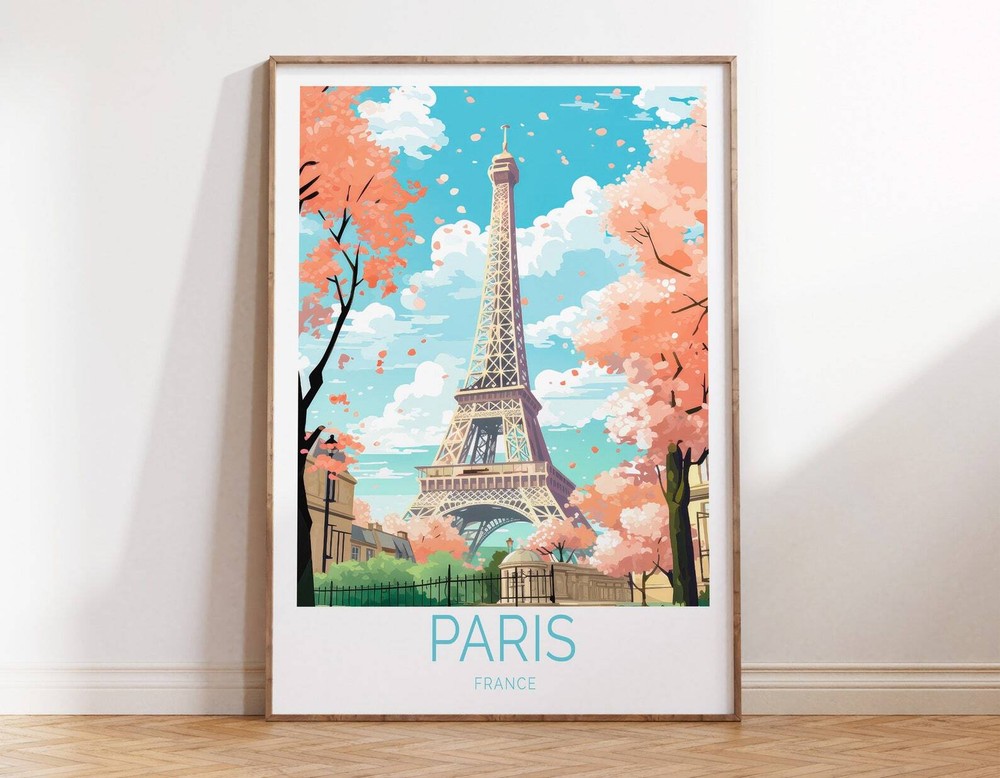 Paris Eiffel Tower France Travel Poster Paris Eiffel Tower France Poster Custom