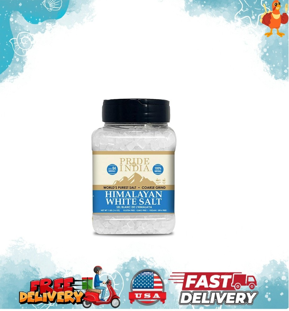 Himalayan White Coarse Salt 1 lb Packed with 84+ Minerals for Premium Quality